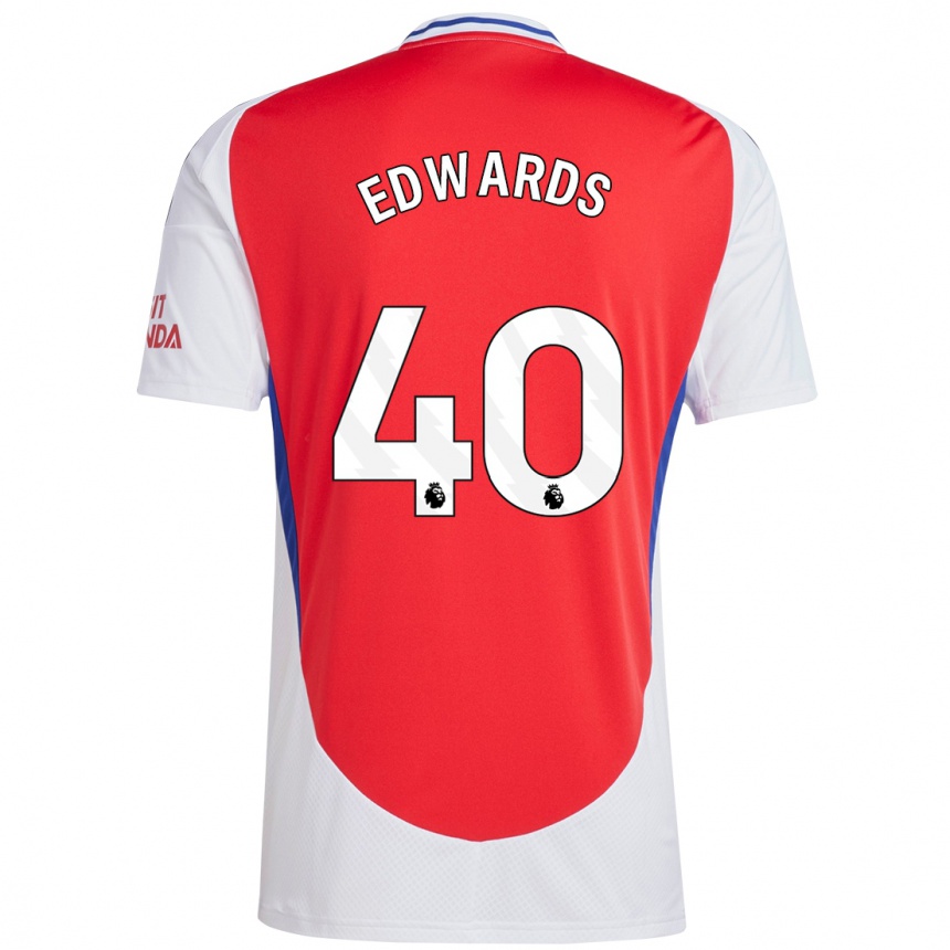 Niño Fútbol Camiseta Khayon Edwards #40 Rojo Blanco 1ª Equipación 2024/25 Argentina