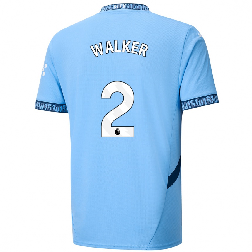 Niño Fútbol Camiseta Kyle Walker #2 Azul Marino 1ª Equipación 2024/25 Argentina