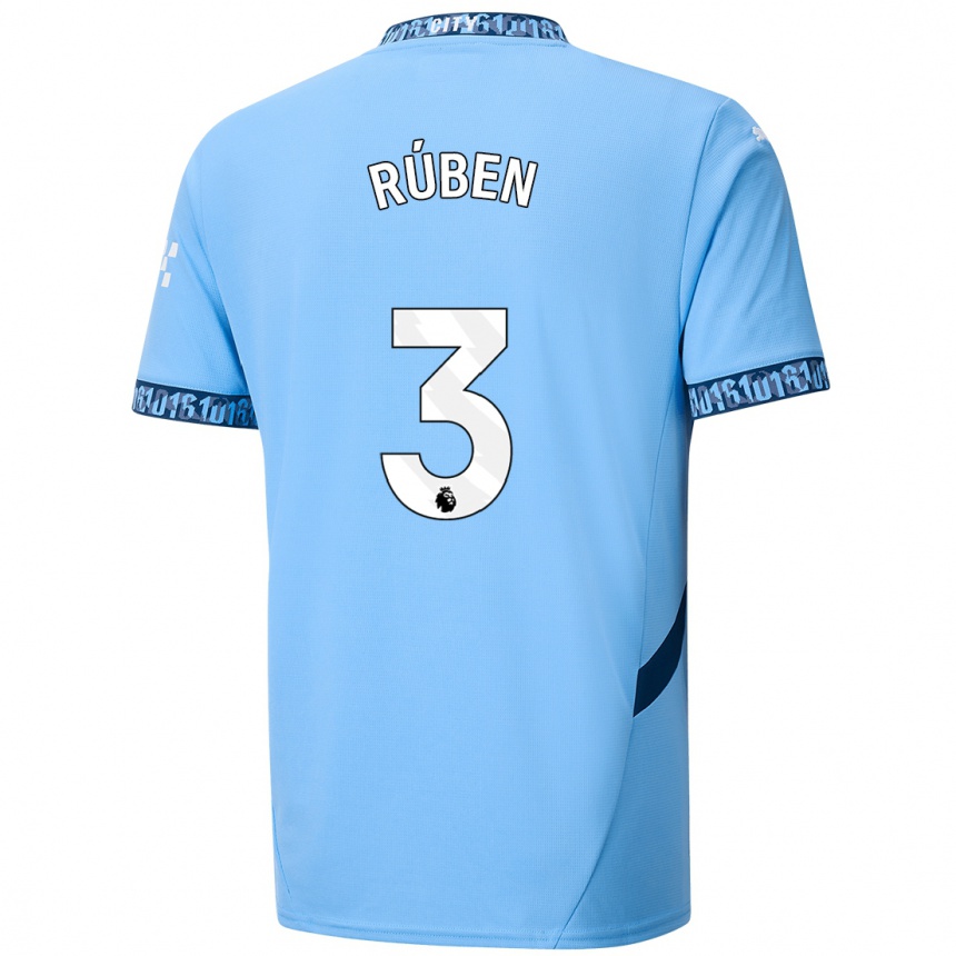 Niño Fútbol Camiseta Ruben Dias #3 Azul Marino 1ª Equipación 2024/25 Argentina