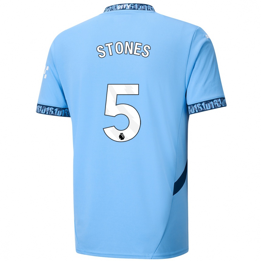 Niño Fútbol Camiseta John Stones #5 Azul Marino 1ª Equipación 2024/25 Argentina