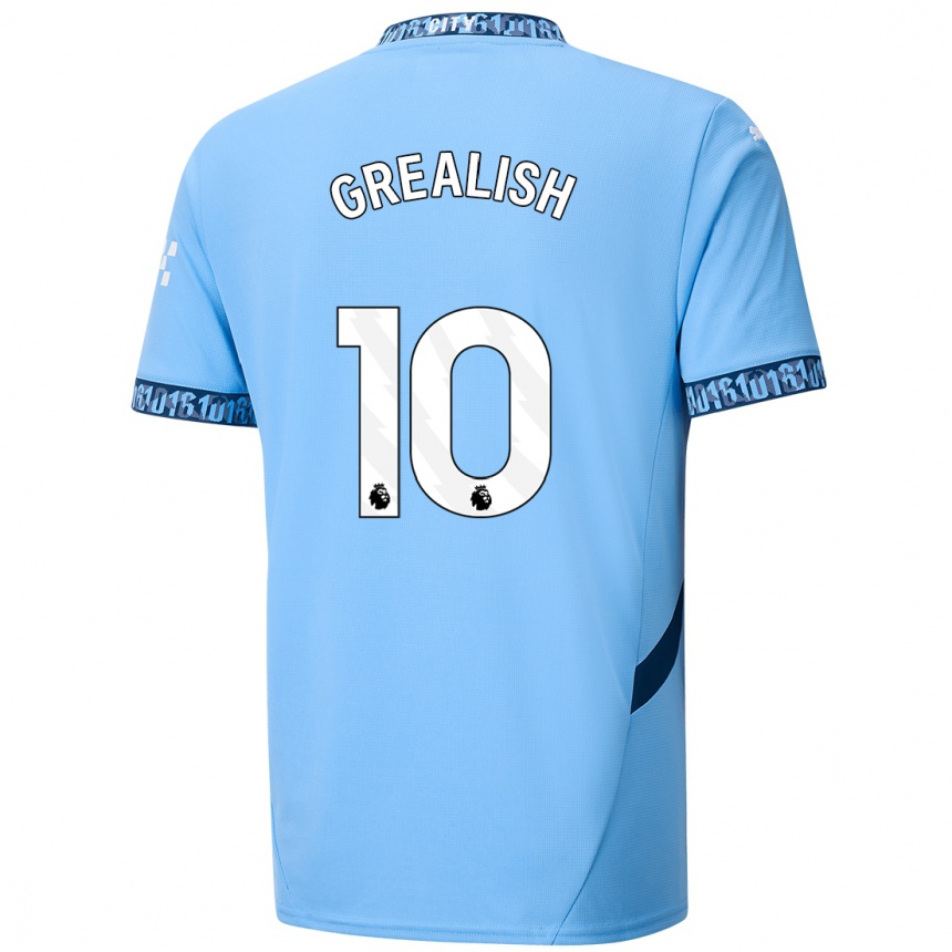 Niño Fútbol Camiseta Jack Grealish #10 Azul Marino 1ª Equipación 2024/25 Argentina