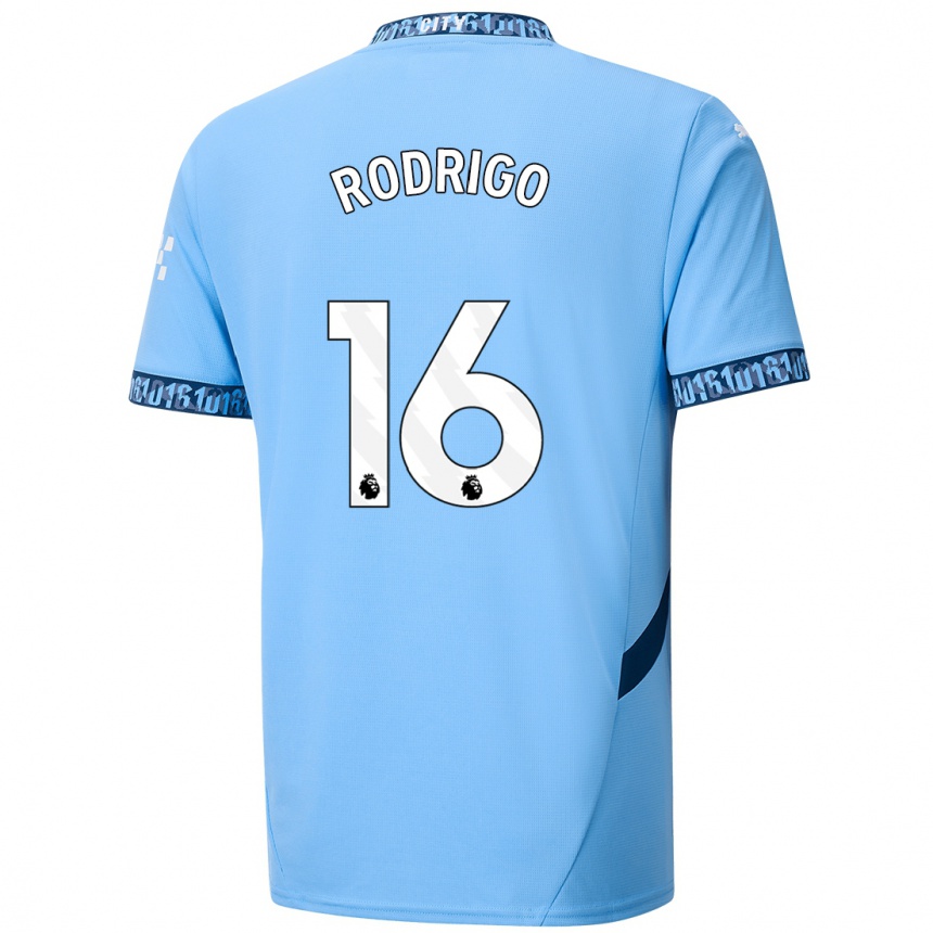 Niño Fútbol Camiseta Rodrigo Hernandez #16 Azul Marino 1ª Equipación 2024/25 Argentina