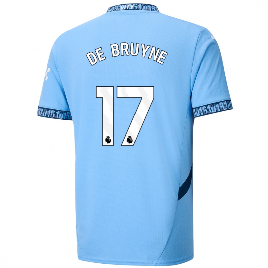 Niño Fútbol Camiseta Kevin De Bruyne #17 Azul Marino 1ª Equipación 2024/25 Argentina