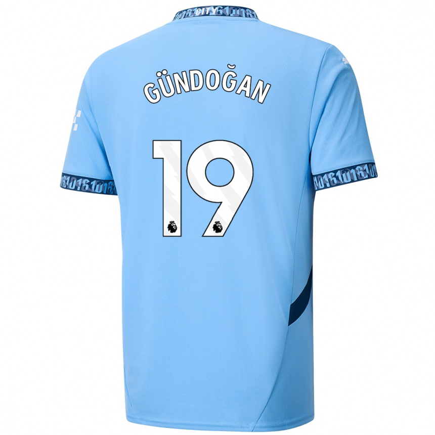 Niño Fútbol Camiseta Ilkay Gundogan #19 Azul Marino 1ª Equipación 2024/25 Argentina