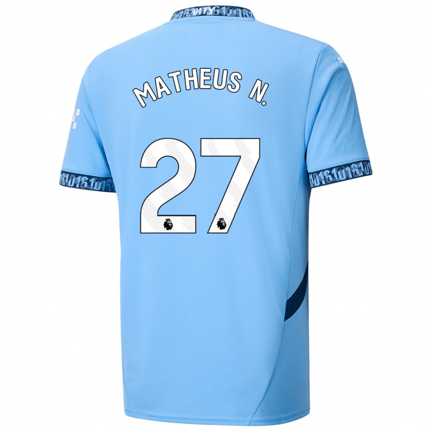 Niño Fútbol Camiseta Matheus Nunes #27 Azul Marino 1ª Equipación 2024/25 Argentina