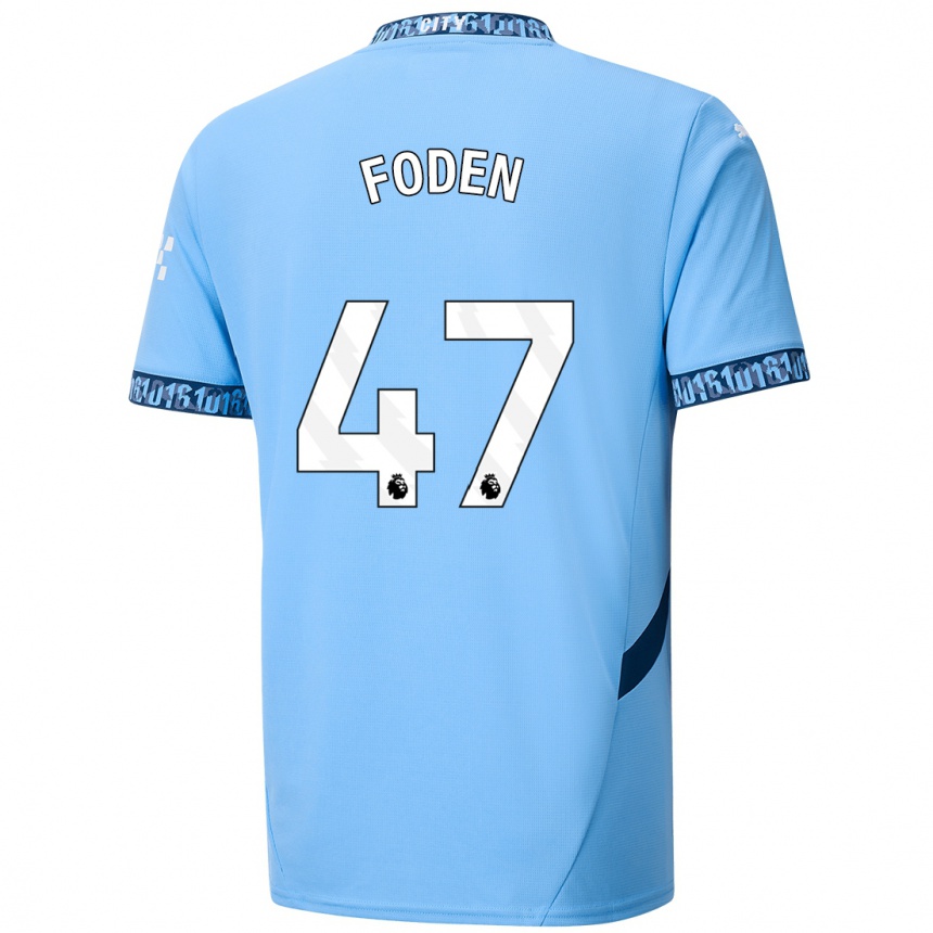 Niño Fútbol Camiseta Phil Foden #47 Azul Marino 1ª Equipación 2024/25 Argentina