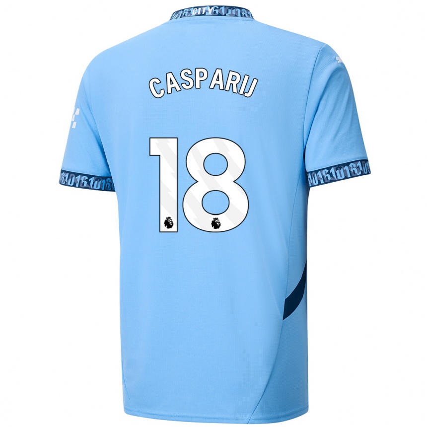 Niño Fútbol Camiseta Kerstin Casparij #18 Azul Marino 1ª Equipación 2024/25 Argentina