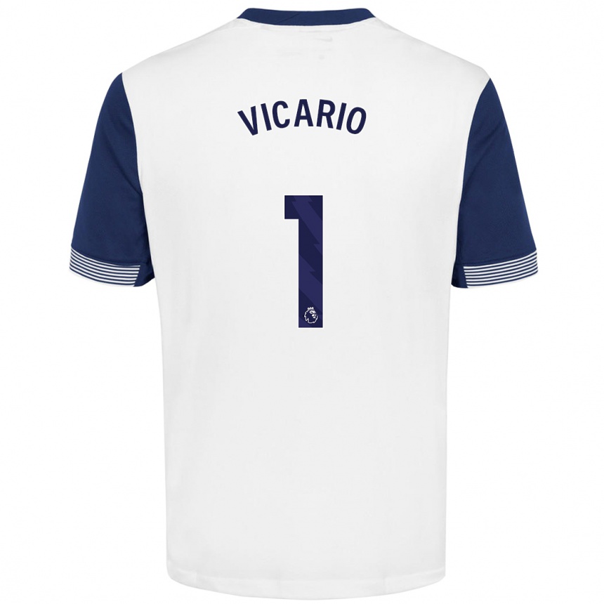 Niño Fútbol Camiseta Guglielmo Vicario #1 Blanco Azul 1ª Equipación 2024/25 Argentina