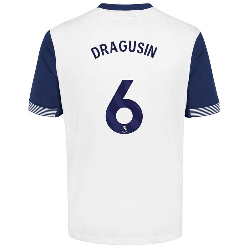 Niño Fútbol Camiseta Radu Drăgușin #6 Blanco Azul 1ª Equipación 2024/25 Argentina