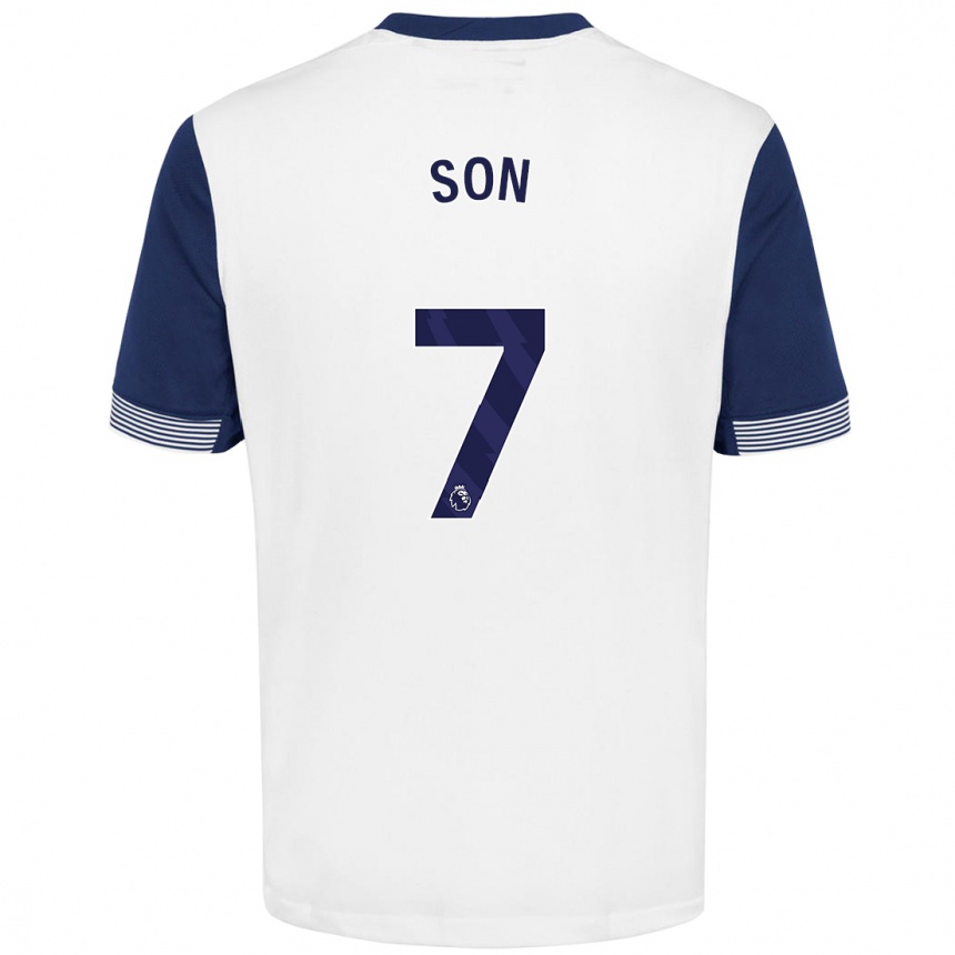 Niño Fútbol Camiseta Heung-Min Son #7 Blanco Azul 1ª Equipación 2024/25 Argentina