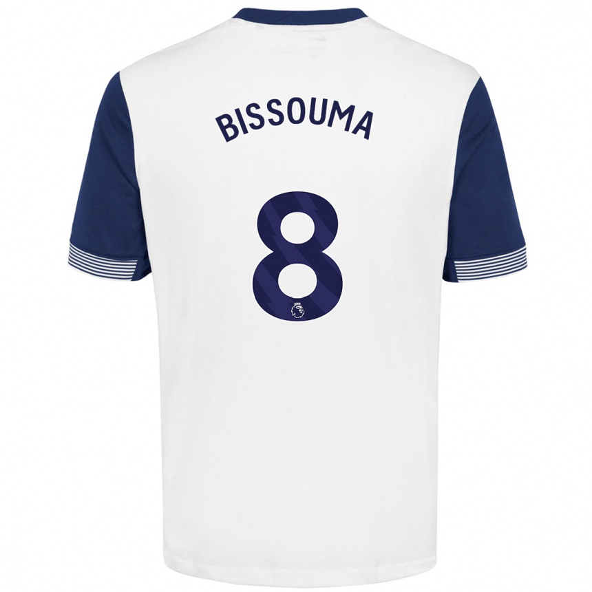 Niño Fútbol Camiseta Yves Bissouma #8 Blanco Azul 1ª Equipación 2024/25 Argentina