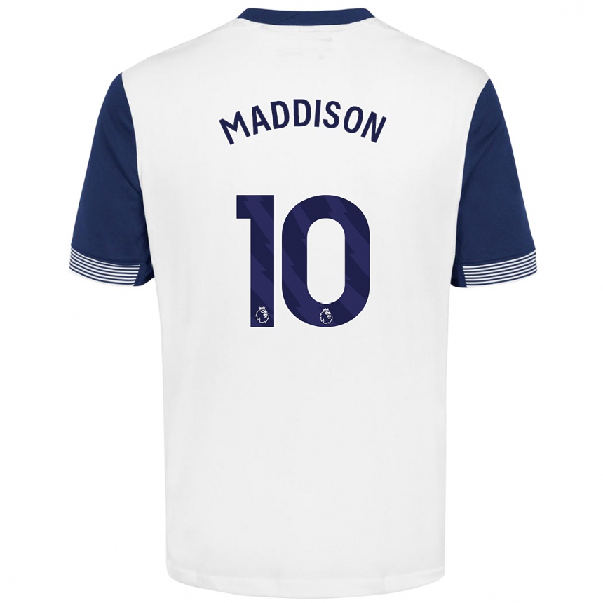 Niño Fútbol Camiseta James Maddison #10 Blanco Azul 1ª Equipación 2024/25 Argentina