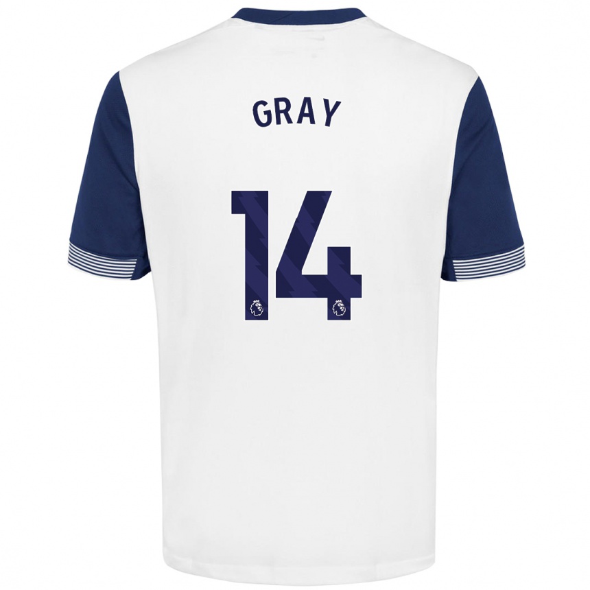 Niño Fútbol Camiseta Archie Gray #14 Blanco Azul 1ª Equipación 2024/25 Argentina