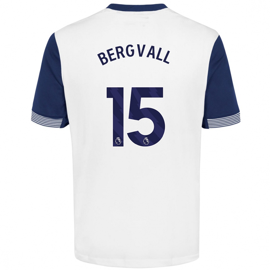 Niño Fútbol Camiseta Lucas Bergvall #15 Blanco Azul 1ª Equipación 2024/25 Argentina