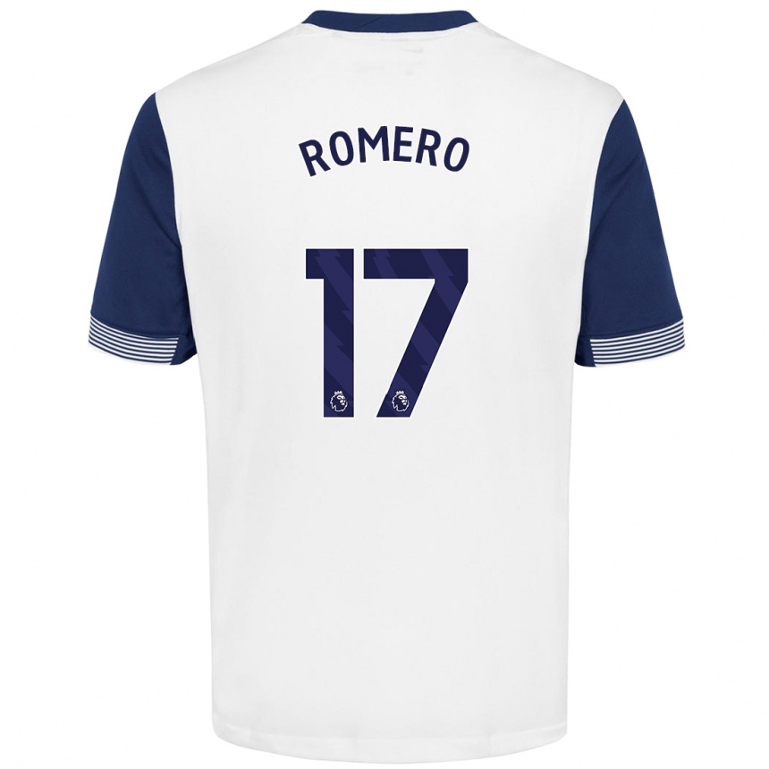 Niño Fútbol Camiseta Cristian Romero #17 Blanco Azul 1ª Equipación 2024/25 Argentina