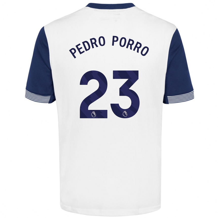 Niño Fútbol Camiseta Pedro Porro #23 Blanco Azul 1ª Equipación 2024/25 Argentina