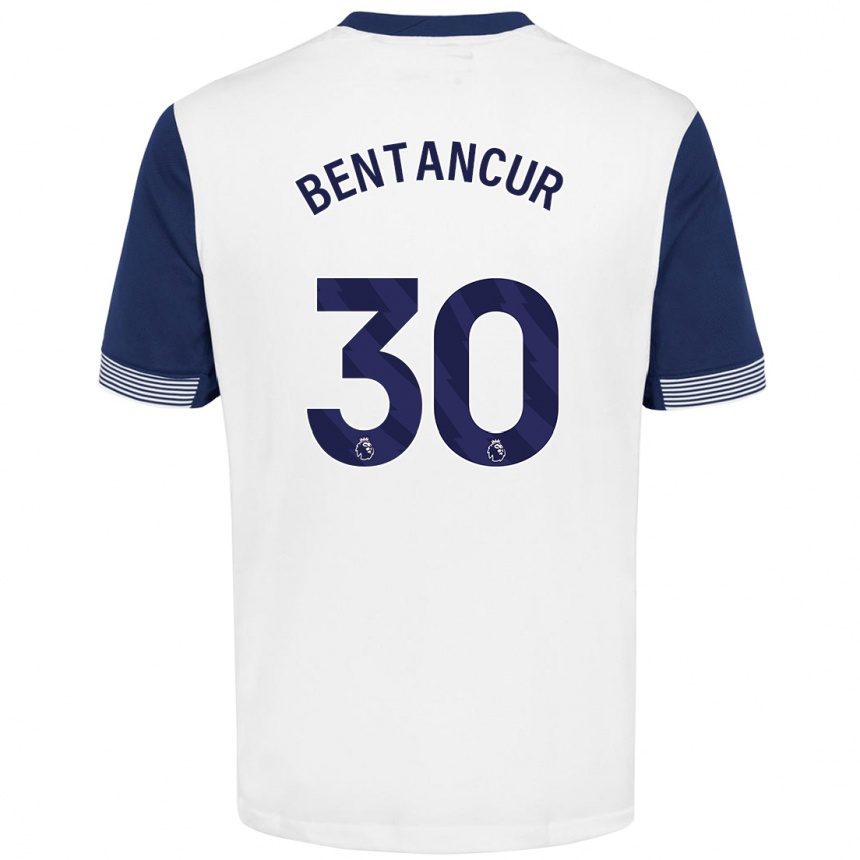 Niño Fútbol Camiseta Rodrigo Bentancur #30 Blanco Azul 1ª Equipación 2024/25 Argentina