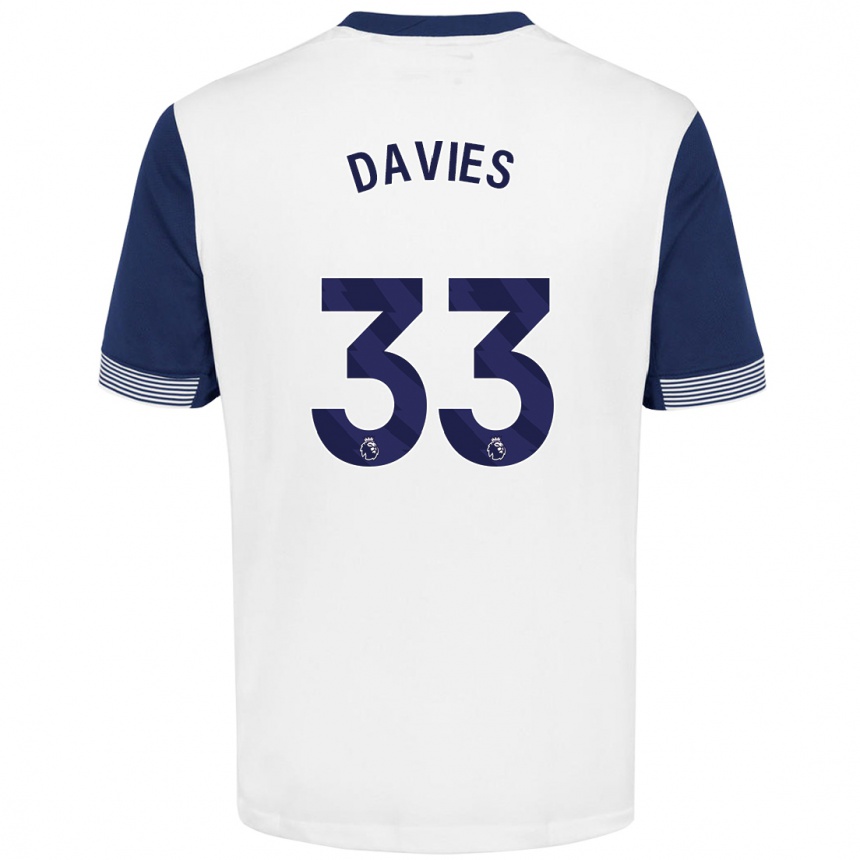 Niño Fútbol Camiseta Ben Davies #33 Blanco Azul 1ª Equipación 2024/25 Argentina