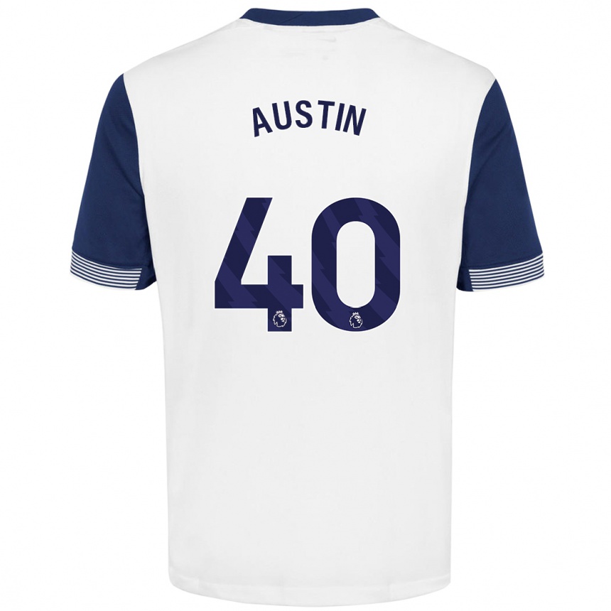 Niño Fútbol Camiseta Brandon Austin #40 Blanco Azul 1ª Equipación 2024/25 Argentina