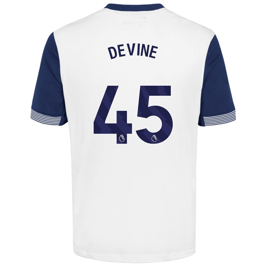 Niño Fútbol Camiseta Alfie Devine #45 Blanco Azul 1ª Equipación 2024/25 Argentina