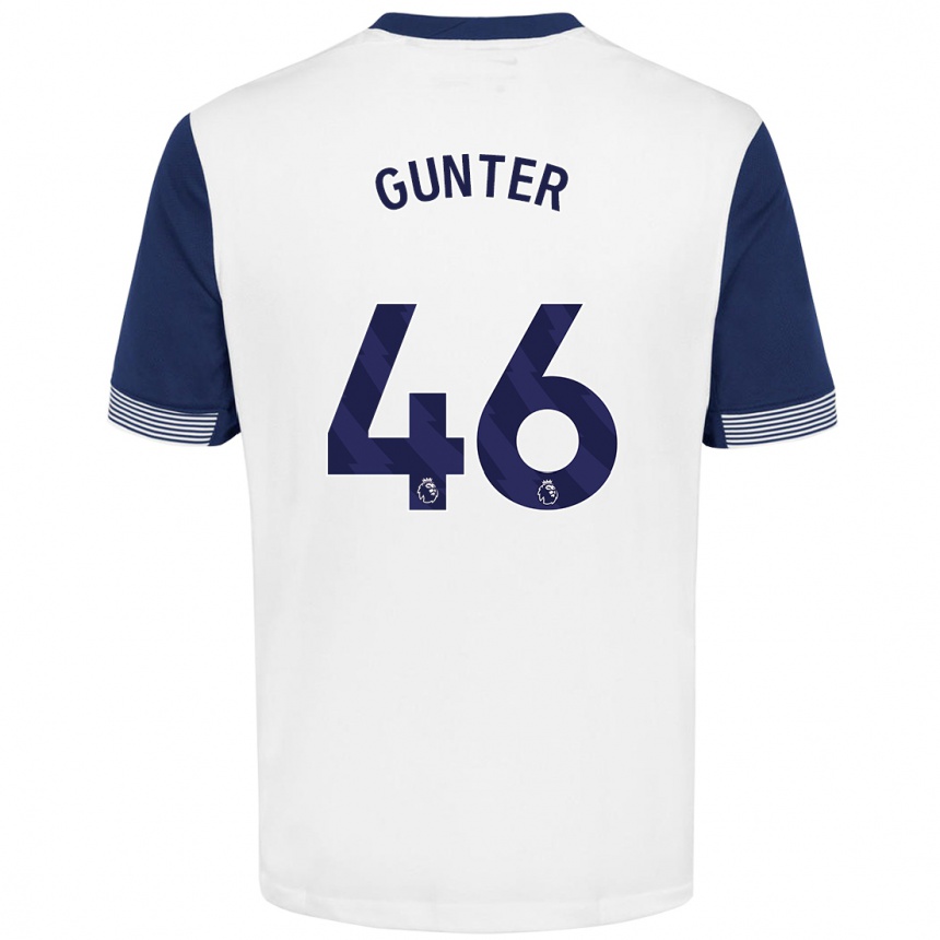 Niño Fútbol Camiseta Luca Gunter #46 Blanco Azul 1ª Equipación 2024/25 Argentina