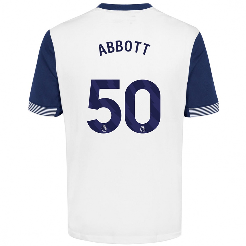 Niño Fútbol Camiseta George Abbott #50 Blanco Azul 1ª Equipación 2024/25 Argentina