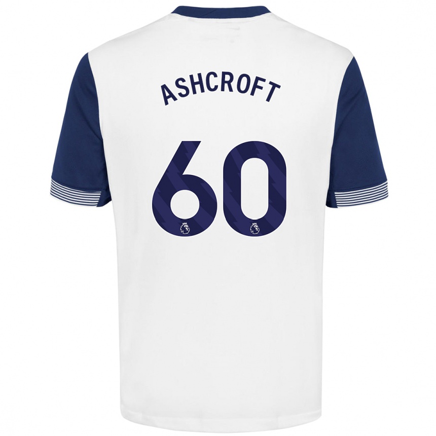 Niño Fútbol Camiseta Tyrell Ashcroft #60 Blanco Azul 1ª Equipación 2024/25 Argentina