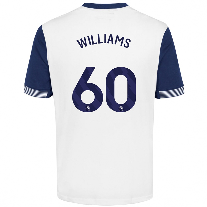 Niño Fútbol Camiseta Jaden Williams #60 Blanco Azul 1ª Equipación 2024/25 Argentina