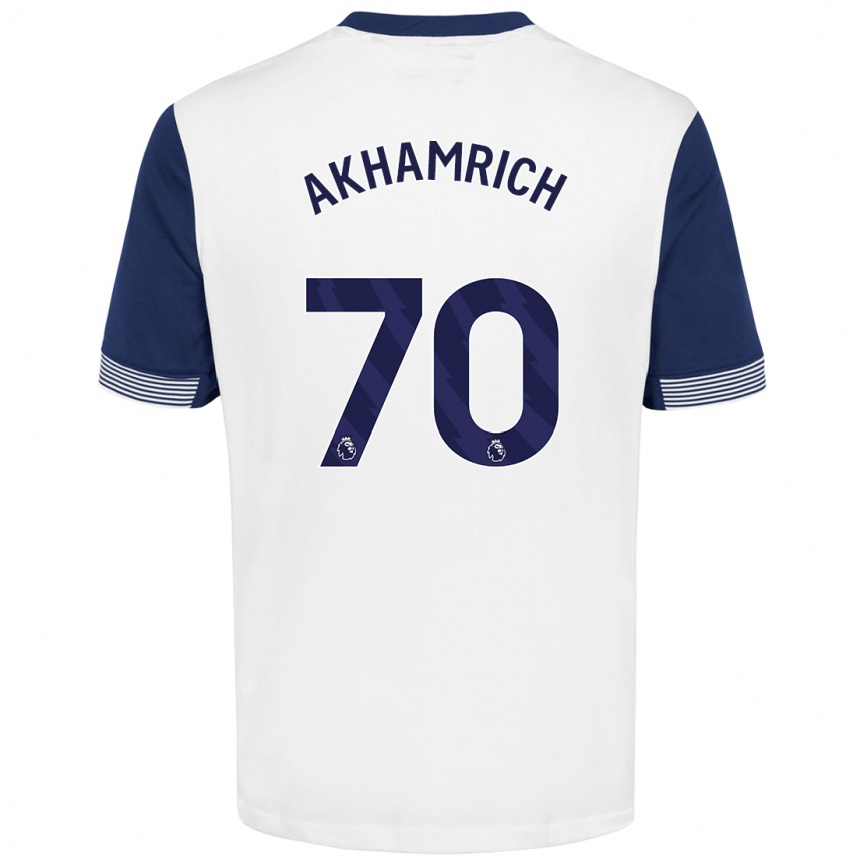 Niño Fútbol Camiseta Yusuf Akhamrich #70 Blanco Azul 1ª Equipación 2024/25 Argentina