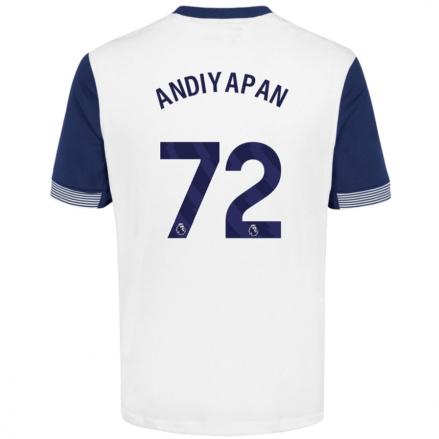 Niño Fútbol Camiseta William Andiyapan #72 Blanco Azul 1ª Equipación 2024/25 Argentina