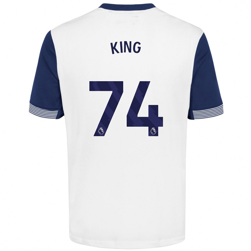 Niño Fútbol Camiseta Maeson King #74 Blanco Azul 1ª Equipación 2024/25 Argentina