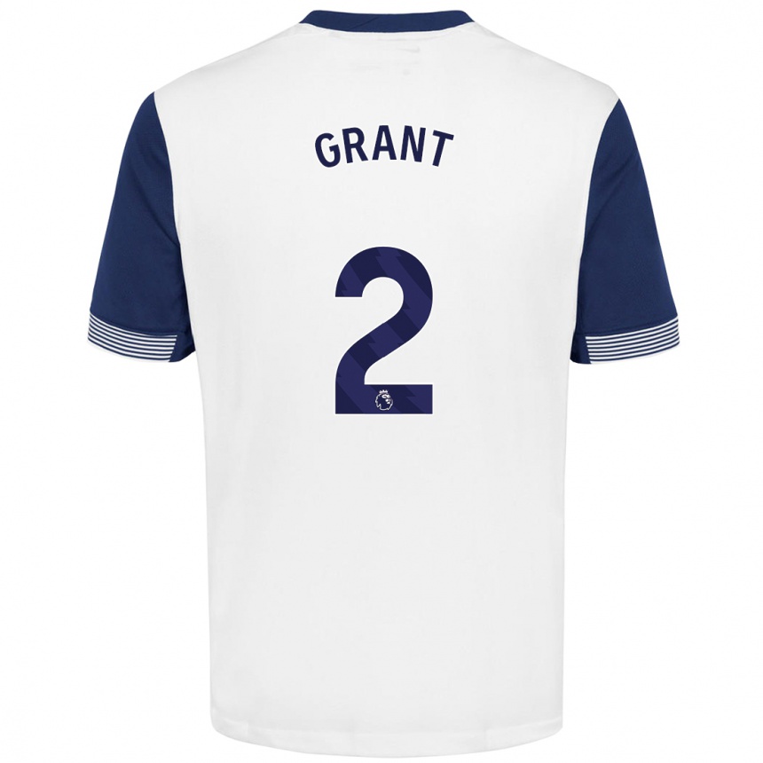 Niño Fútbol Camiseta Charlotte Grant #2 Blanco Azul 1ª Equipación 2024/25 Argentina