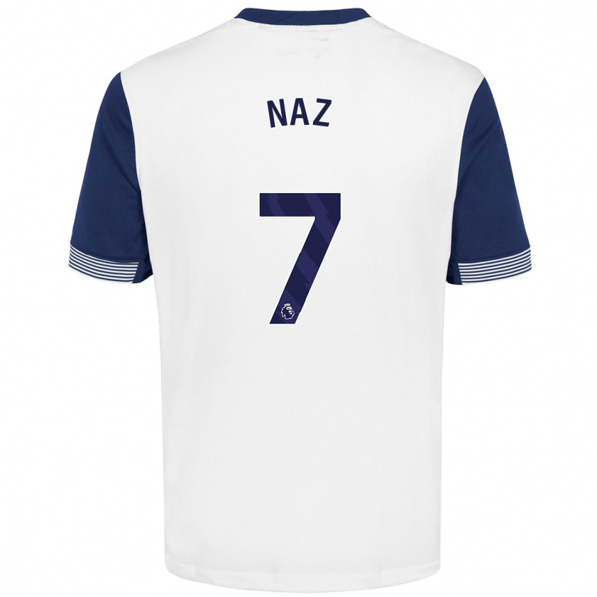 Niño Fútbol Camiseta Jessica Naz #7 Blanco Azul 1ª Equipación 2024/25 Argentina