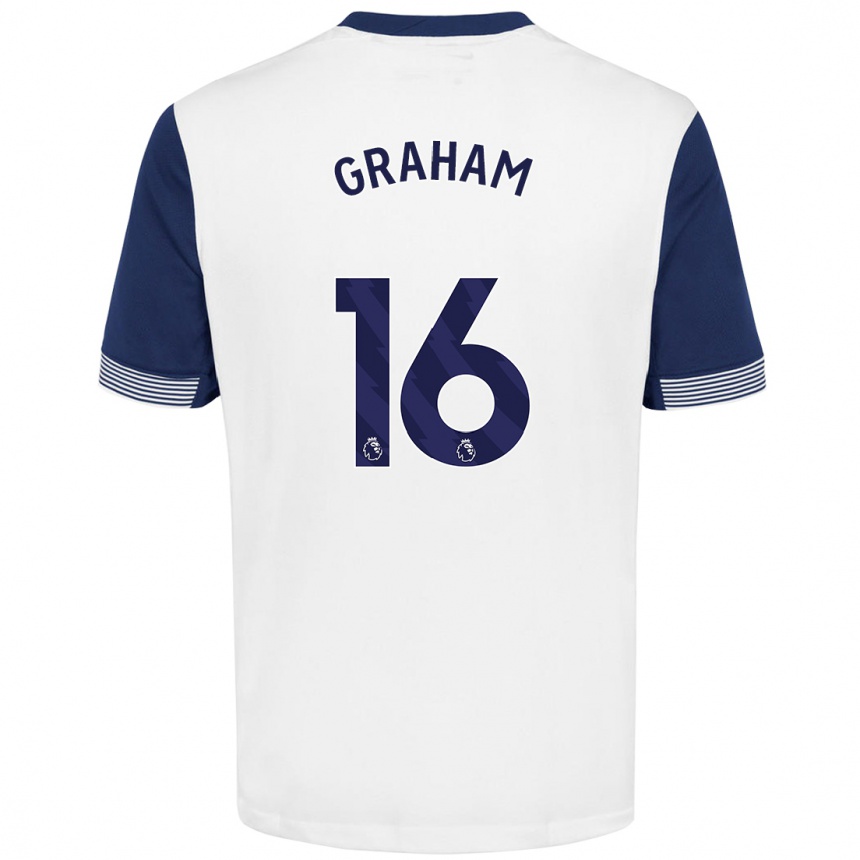 Niño Fútbol Camiseta Kit Graham #16 Blanco Azul 1ª Equipación 2024/25 Argentina