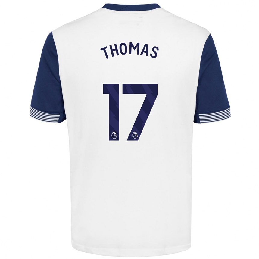 Niño Fútbol Camiseta Martha Thomas #17 Blanco Azul 1ª Equipación 2024/25 Argentina