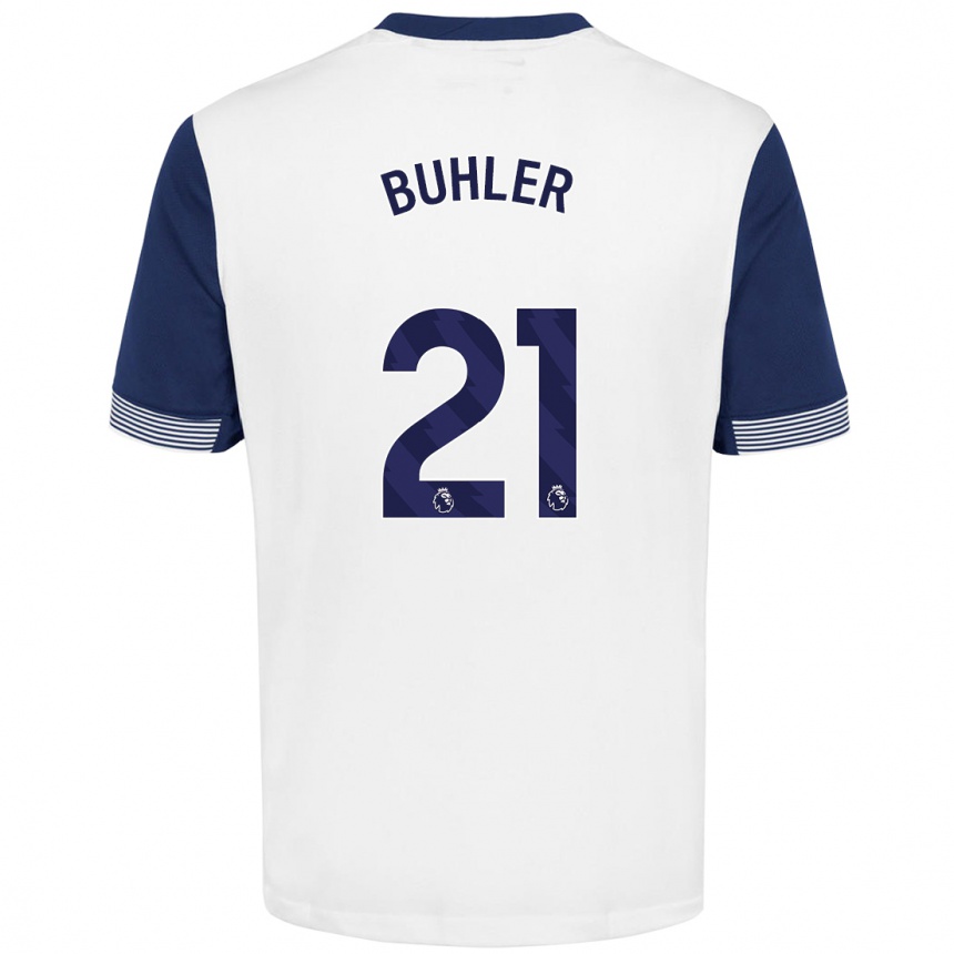 Niño Fútbol Camiseta Luana Bühler #21 Blanco Azul 1ª Equipación 2024/25 Argentina