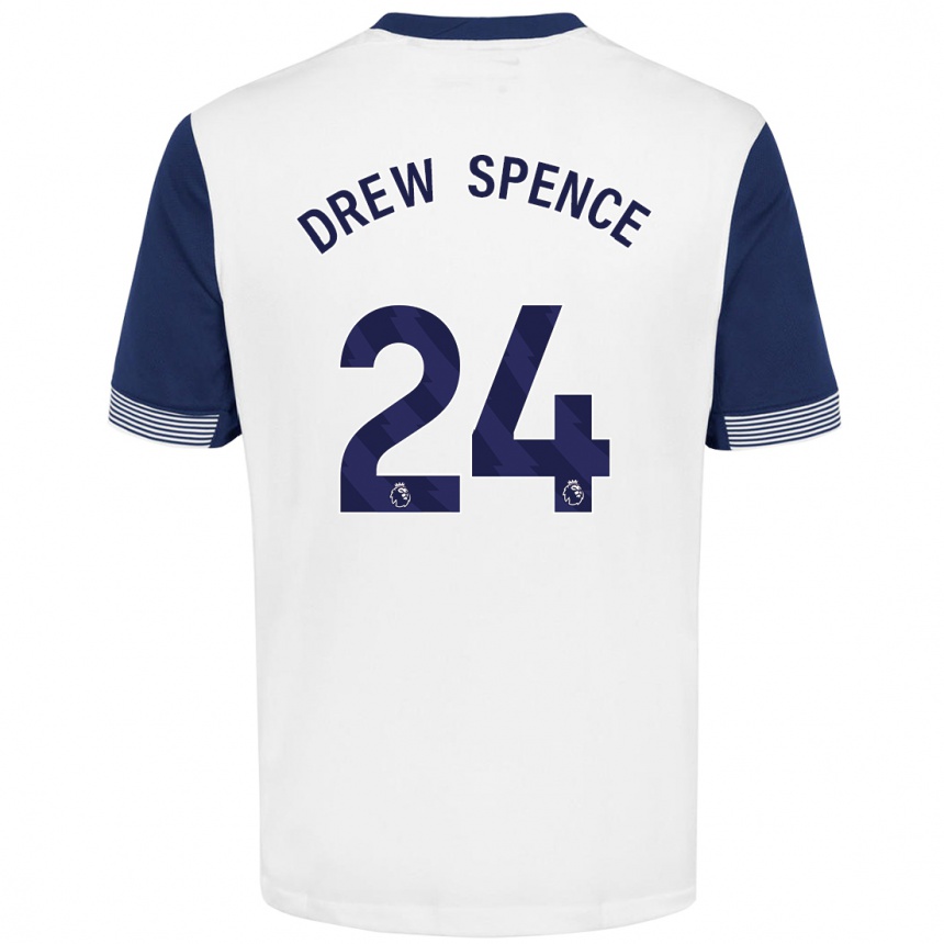 Niño Fútbol Camiseta Drew Spence #24 Blanco Azul 1ª Equipación 2024/25 Argentina