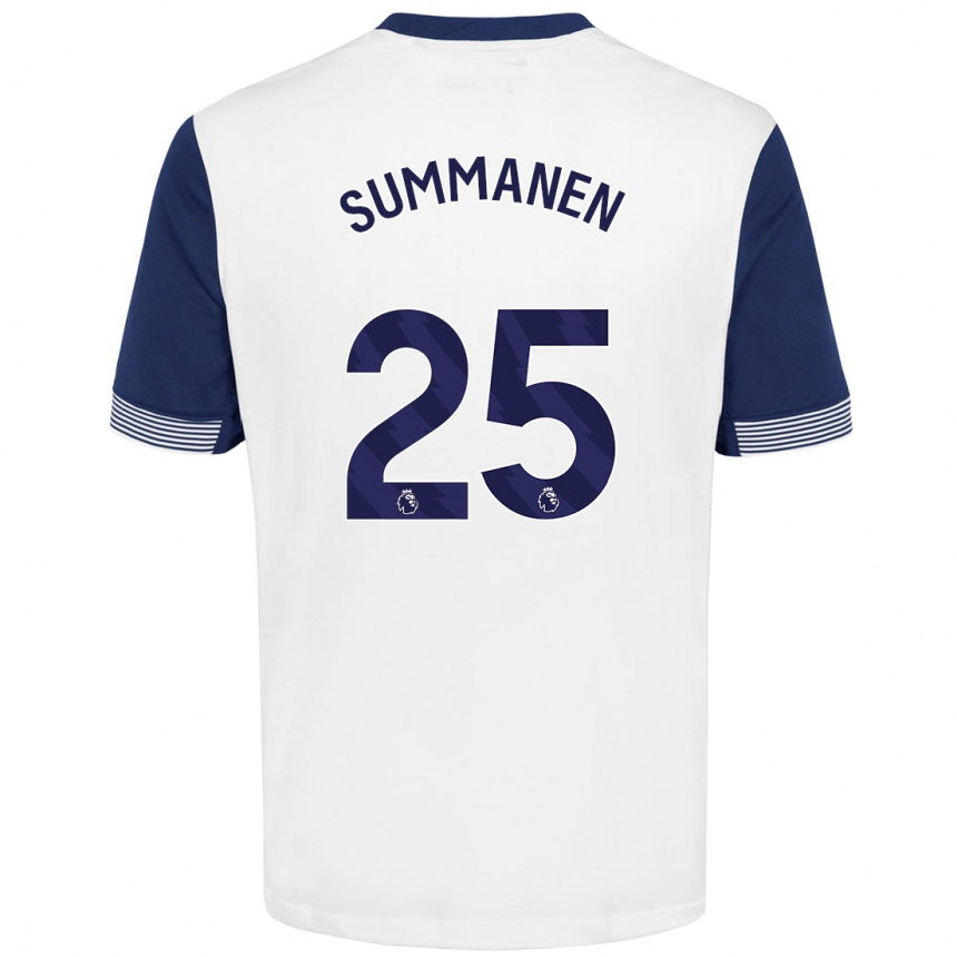 Niño Fútbol Camiseta Eveliina Summanen #25 Blanco Azul 1ª Equipación 2024/25 Argentina