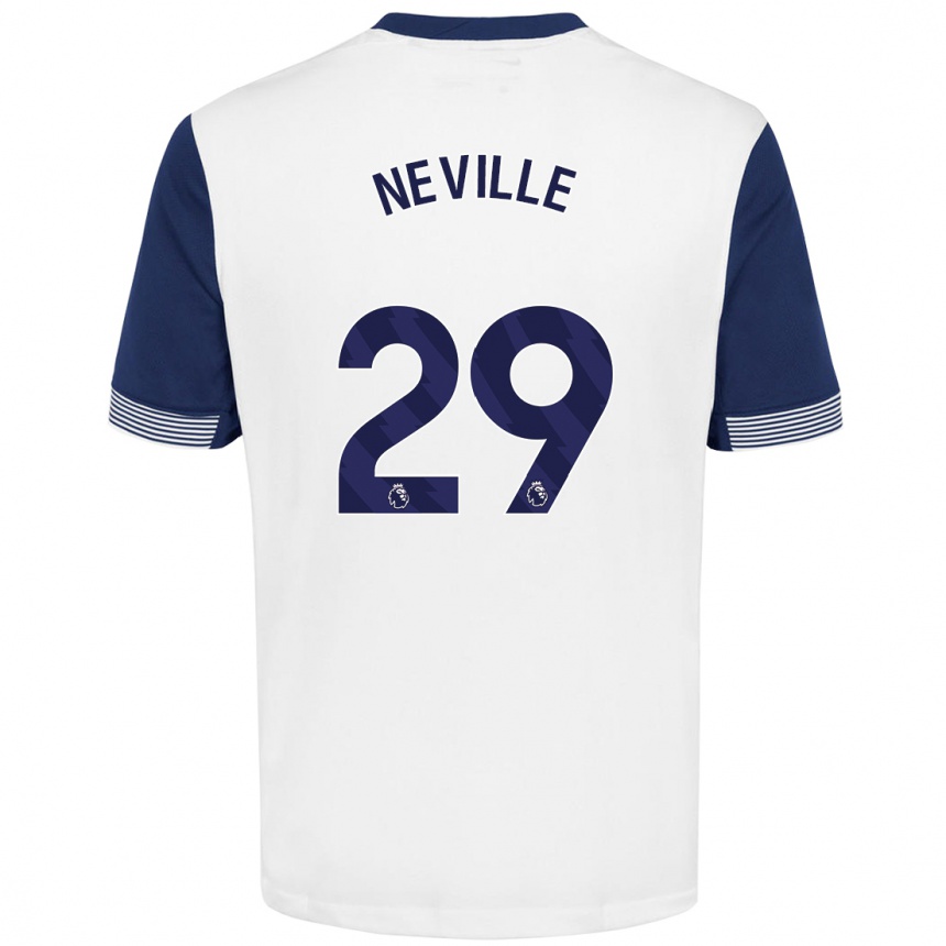 Niño Fútbol Camiseta Ashleigh Neville #29 Blanco Azul 1ª Equipación 2024/25 Argentina