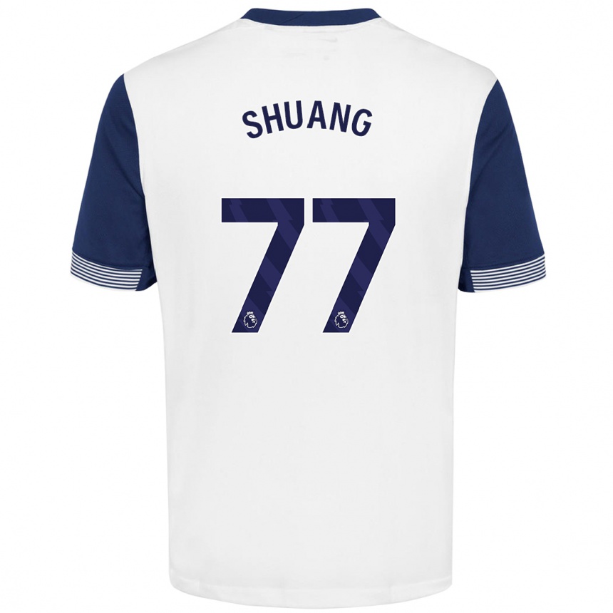 Niño Fútbol Camiseta Wang Shuang #77 Blanco Azul 1ª Equipación 2024/25 Argentina