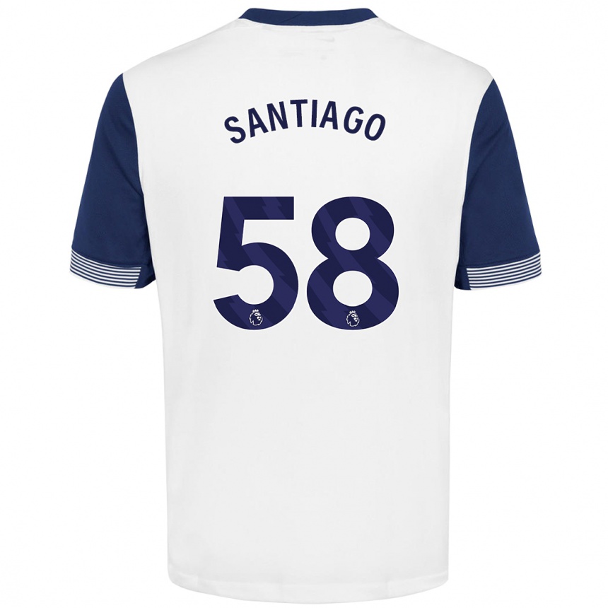 Niño Fútbol Camiseta Yago Santiago #58 Blanco Azul 1ª Equipación 2024/25 Argentina