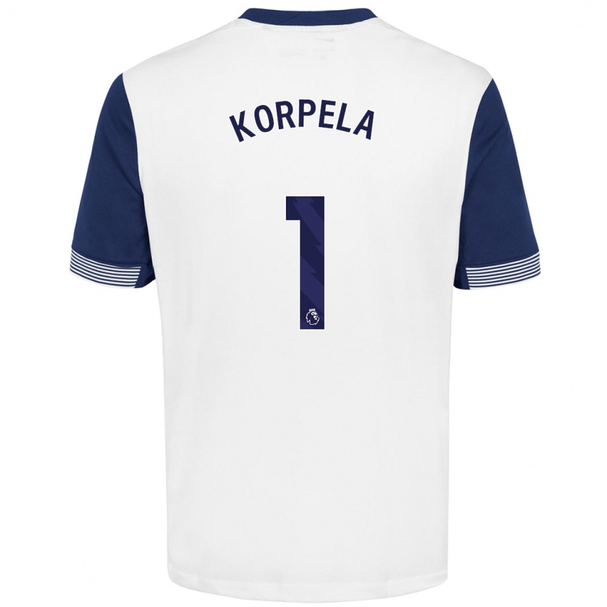 Niño Fútbol Camiseta Tinja-Riikka Korpela #1 Blanco Azul 1ª Equipación 2024/25 Argentina