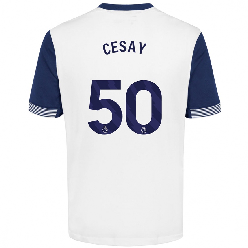 Niño Fútbol Camiseta Kallum Cesay #50 Blanco Azul 1ª Equipación 2024/25 Argentina