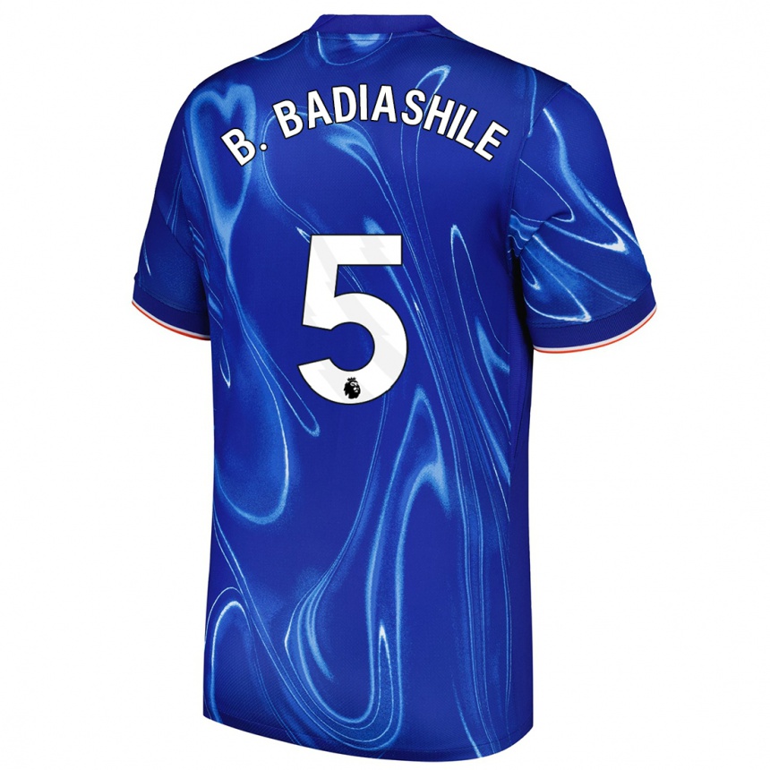 Niño Fútbol Camiseta Benoît Badiashile #5 Azul Blanco 1ª Equipación 2024/25 Argentina