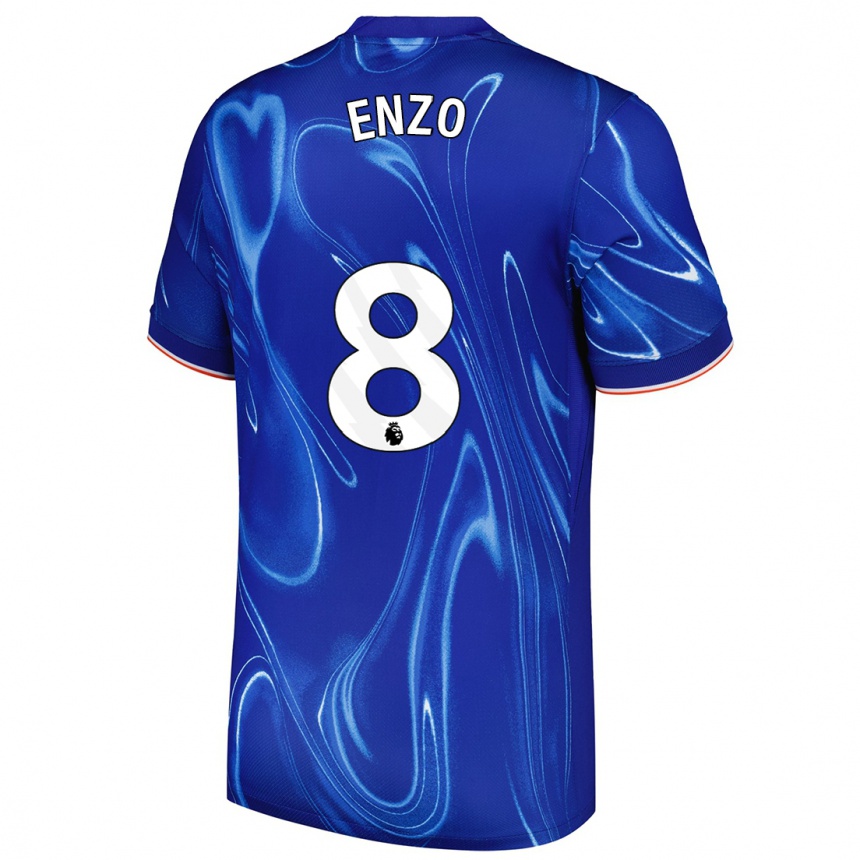 Niño Fútbol Camiseta Enzo Fernández #8 Azul Blanco 1ª Equipación 2024/25 Argentina