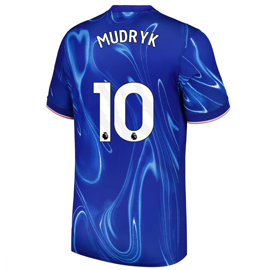 Niño Fútbol Camiseta Mykhaylo Mudryk #10 Azul Blanco 1ª Equipación 2024/25 Argentina