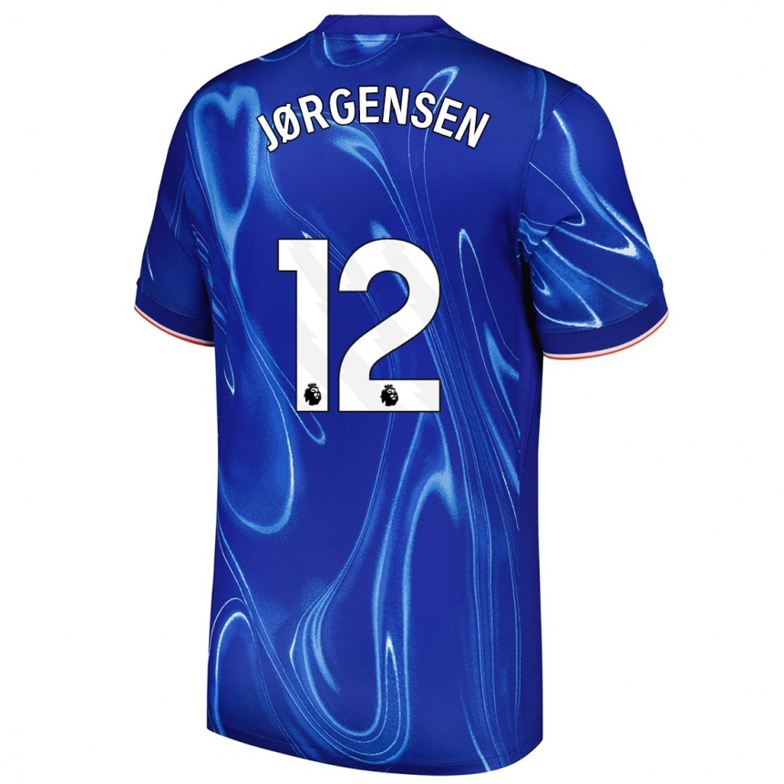 Niño Fútbol Camiseta Filip Jørgensen #12 Azul Blanco 1ª Equipación 2024/25 Argentina