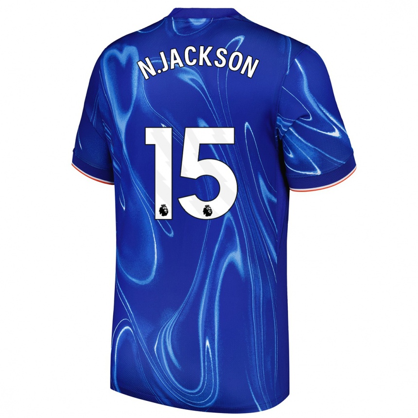 Niño Fútbol Camiseta Nicolas Jackson #15 Azul Blanco 1ª Equipación 2024/25 Argentina