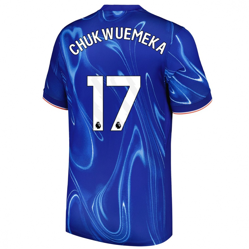 Niño Fútbol Camiseta Carney Chukwuemeka #17 Azul Blanco 1ª Equipación 2024/25 Argentina