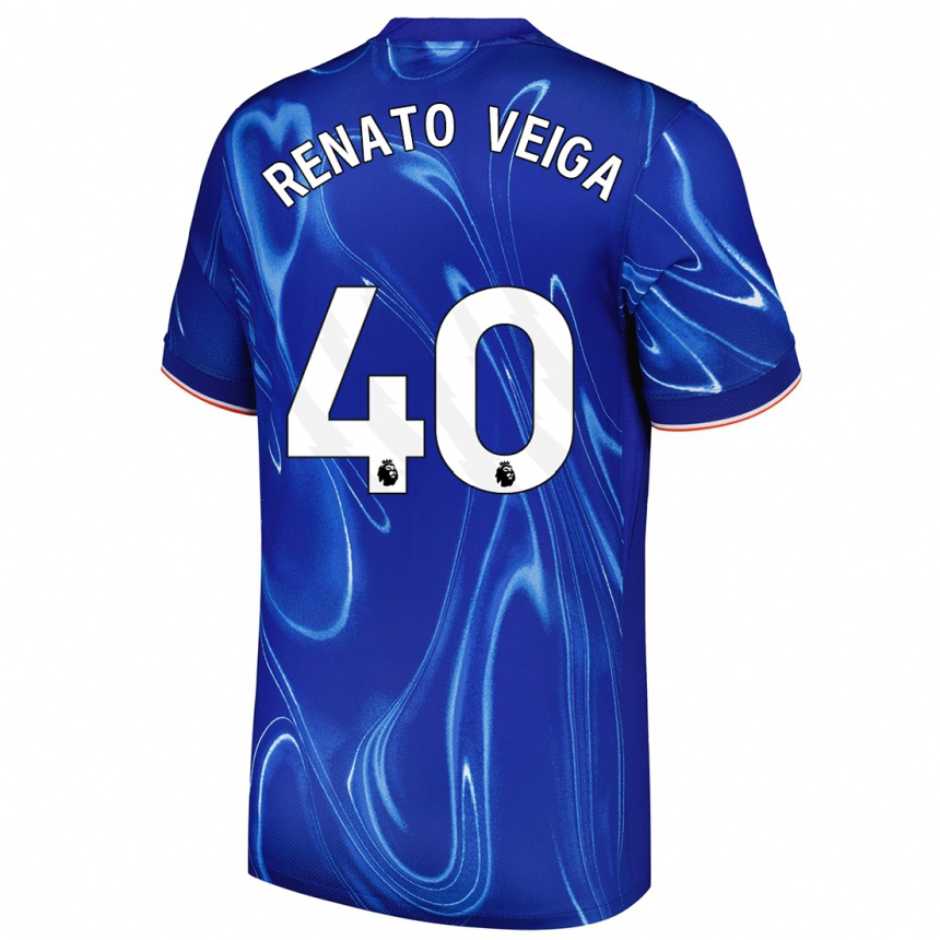 Niño Fútbol Camiseta Renato Veiga #40 Azul Blanco 1ª Equipación 2024/25 Argentina